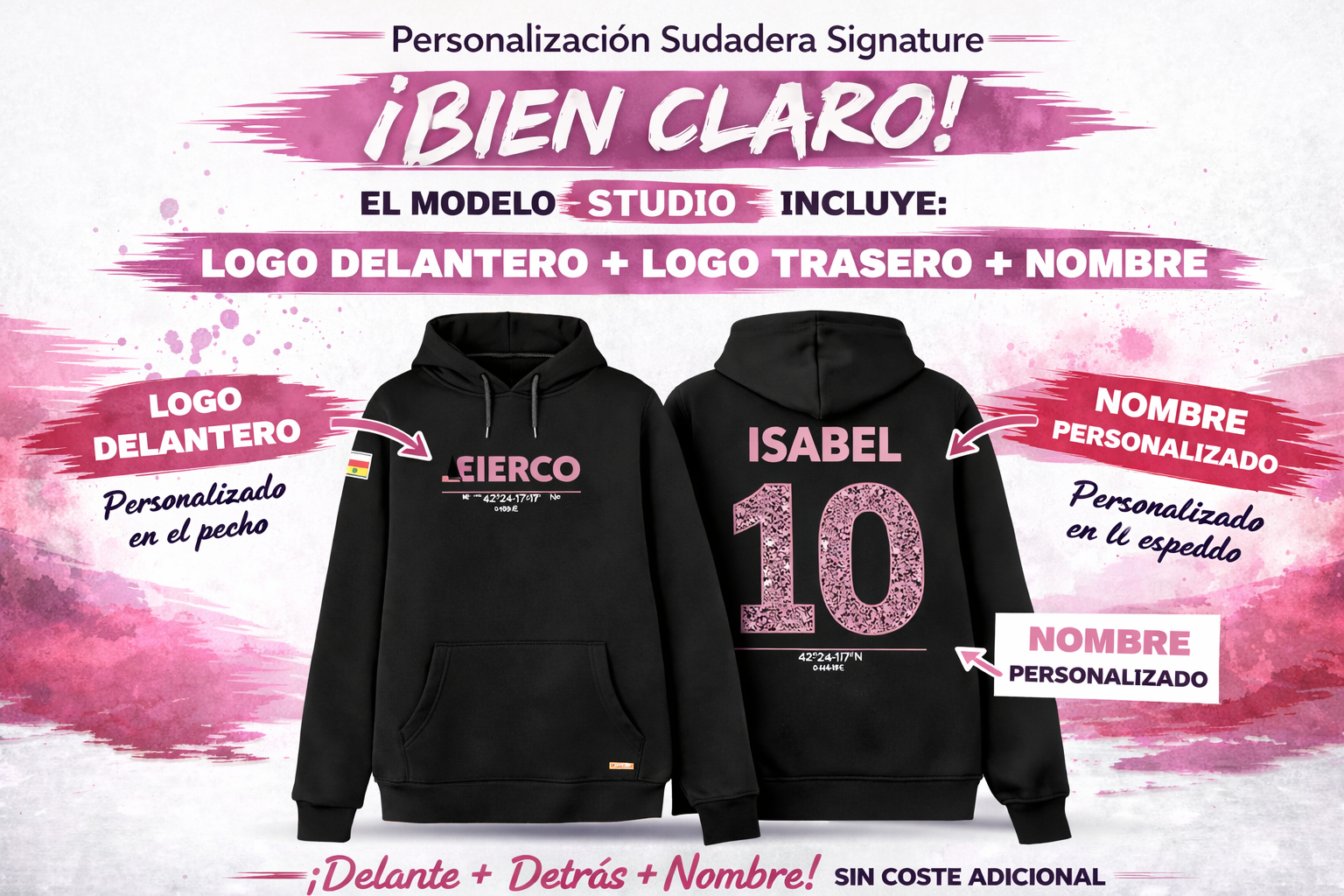 Logo trasero + nombre personalizado + logo delantero